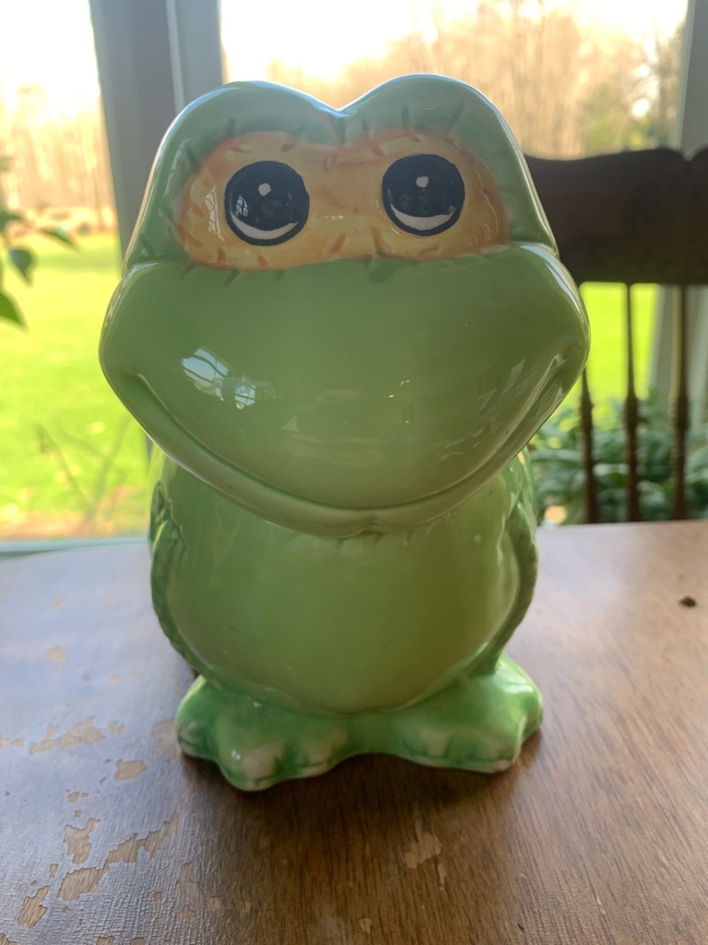 Vintage Ceramic Frog Planter Flower Pot